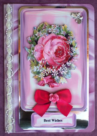 Vintage Pink Rose with Glass Effect Plaque and Decoupage by Patricia Margaret Lewis