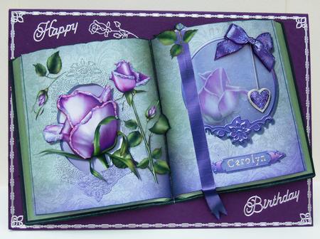 Lilac Rose Book Decoupage Quick Card Front by Patricia Margaret Lewis