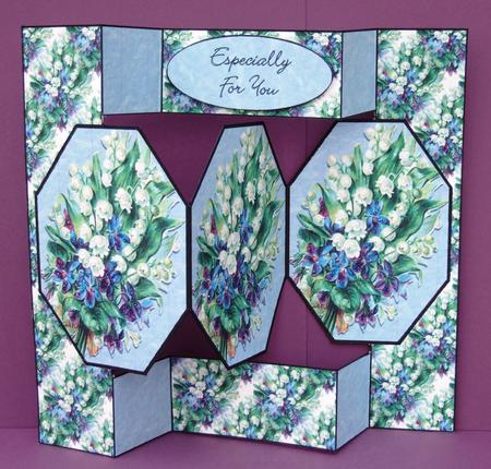 Vintage Snowdrops Bouquet Octagon Pop-up Card by Patricia Margaret Lewis