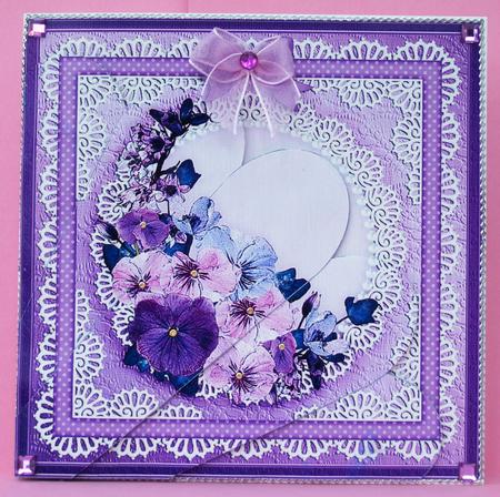 Spring Flowers Quick Card with Fan Pyramage Topper by Patricia Margaret Lewis