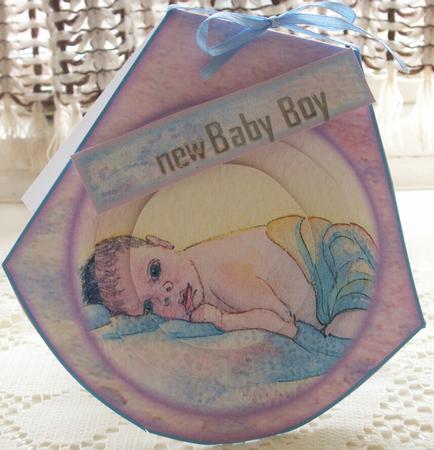 New Baby on Pastel Shawl Rocker Wobble Card by Patricia Skinner