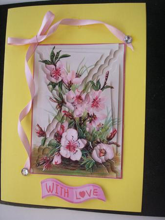 Pink Flowers Wavey Side Step Stacker by Patricia Skinner
