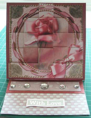 Pink Roses 1 Gold 5inch Square Bottom Castle Stacker by Patricia Skinner
