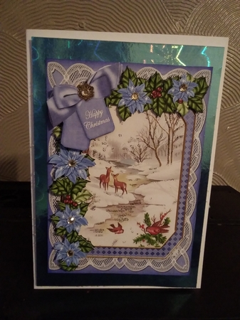 Snow Deer Happy Christmas 7x5in Fancy Lace Step by Step by Patricia Taylor