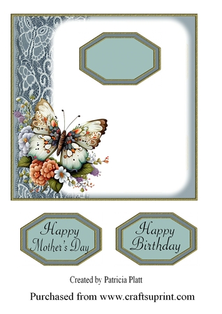 Butterfly Octagon S Border Neutral by Patricia Platt