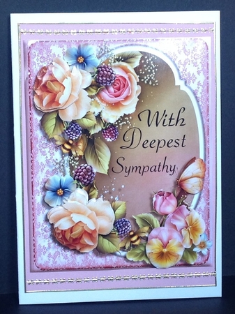 Rose With Deepest Sympathy A5 Card Topper by Patricia Platt