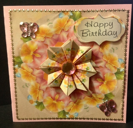 Peach Pansy Teabag Topper Happy Birthday or Get Well Soon by Patricia Platt