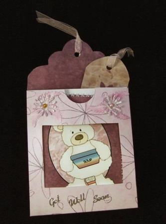 Giant Pink Flower Window Pocket Tag for Cards & Scrapbooking by Patricia Platt