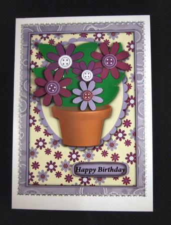 Purple Flowers Pot Decoupage by Patricia Platt