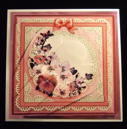 Spring Flowers Quick Card with Fan Pyramage Topper by Patricia Platt