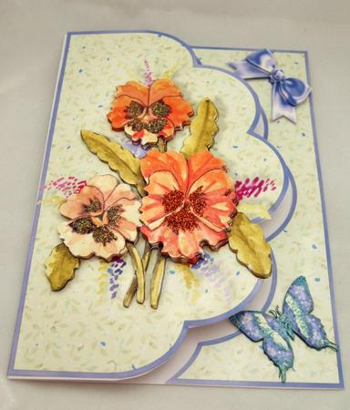 Orange Pansies - Scalloped Card Front with Background Edge by Patricia Platt