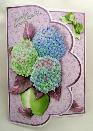 Blue Hydrangeas - Scalloped Card Front with Background Edge by Patricia Platt