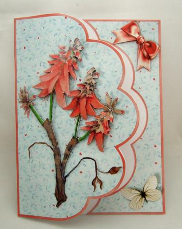 Pink Salvias - Scalloped Card Front with Background Edge by Patricia Platt