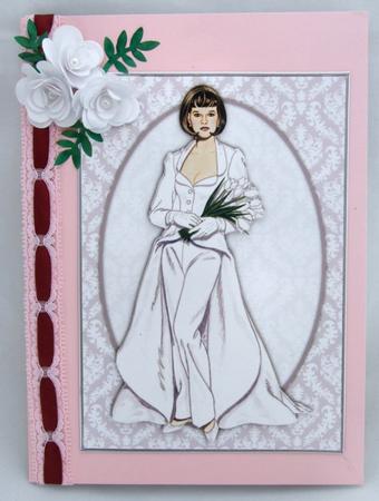 Vintage Fashion Lady on Damask Background Card Front by Patricia Platt