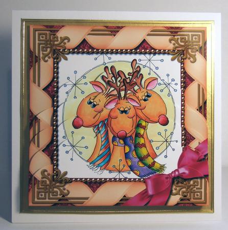 Cute Reindeer One Edge Scallop Bottom Stacker by Patricia Platt