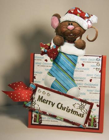Merry Christmouse Over the Edge Card by Patricia Platt