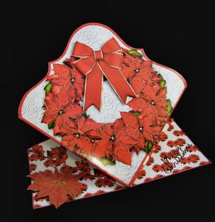 Poinsettia Garland 'spring' Christmas Card by Patricia Platt