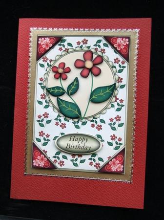 Red Flowers Card Front by Patricia Platt