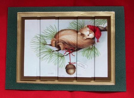 Christmas Dormouse with Present Card Front and Panels by Patricia Platt