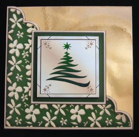 Gold Floral Cut and Fold Corner Card Plain Card Base by Patricia Platt
