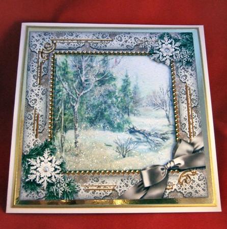 Winter Countryside Snow Ornate Square Card Front and Frame by Patricia Platt