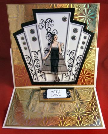 Black and White Art Deco Panels with Lady by Patricia Platt