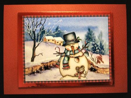 Sammy the Snowman and His Friend A4 Card Front by Patricia Platt