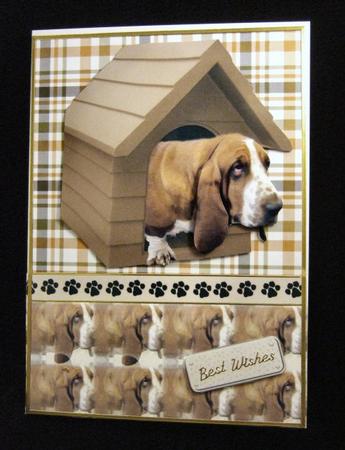Basset Hound in a Kennel Decoupage by Patricia Platt