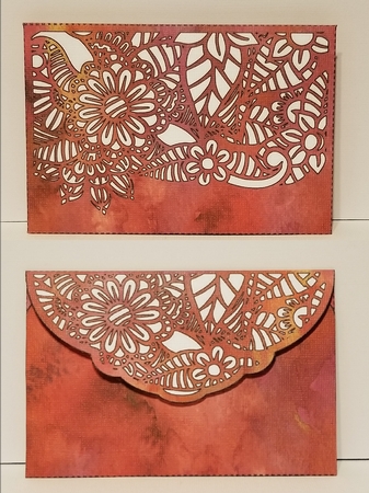 Floral White Insert - Red alcohol - Gift Voucher Pocket/Money Wallet by Patty Stone