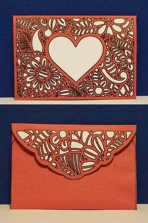 Floral White Insert - Red Heart - Gift Voucher Pocket/Money Wallet by Patty Stone