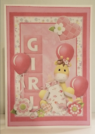 A5 New Baby Girl Girrafe card topper mini kit by Patty Stone