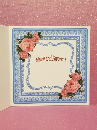 Vintage Kitties with Pink Vintage Roses and Pillow in Blue Frame2 by Patty Stone