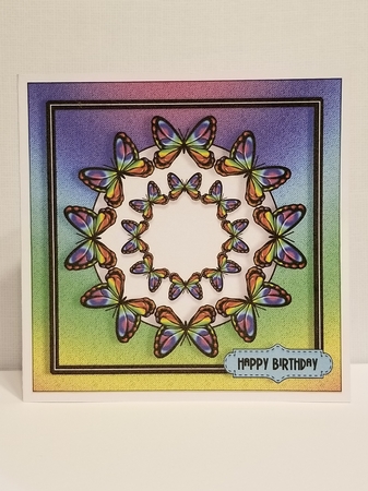 Rainbow Circle Butterfly Card Topper by Patty Stone