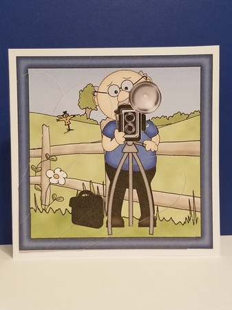 Old Man Bert the Photographer Fan Pyramage Topper by Patty Stone