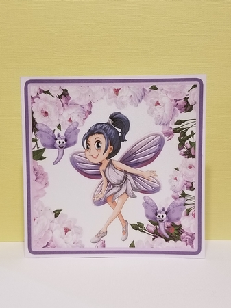 pretty faerie with dragonfly with lilac peonies 8x8 by Patty Stone