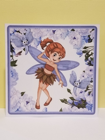 pretty dancing faerie with dragonfly with blue peonies 8x8 by Patty Stone