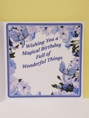 pretty dancing faerie with dragonfly with blue peonies 8x8 by Patty Stone