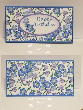 Lilac and Blue Happy Birthday Money/Voucher Wallet/Pocket/Envelope by Patty Stone