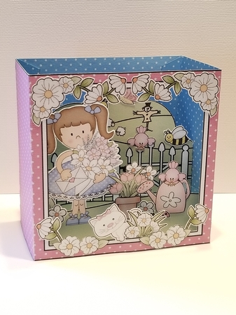 3D Cute Girlz Diorama Shadow Box Card Mini Kit  - Liz has a Bouquet of Flowers by Patty Stone