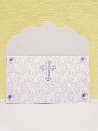Money Wallet for Christening, Communion, Baptism Card Blue Cross by Patty Stone