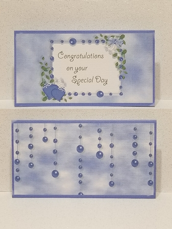 Blue Pearl Wedding or Special Day Voucher/Money Wallet/Pocket by Patty Stone