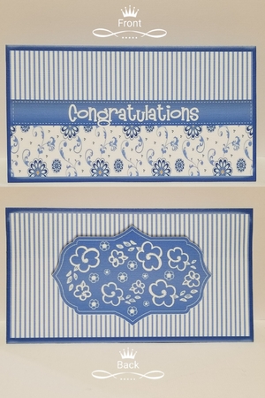 Congratulations Blue Ribbon Voucher/Money Wallet/Pocket by Patty Stone
