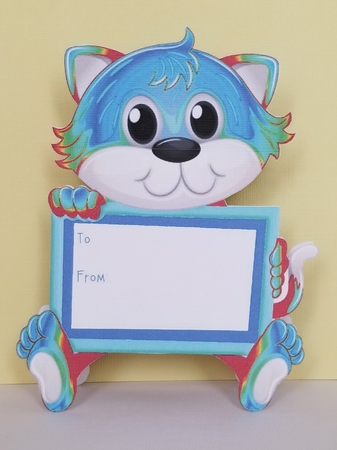 3D A Frame Cat Card - 1st Birthday Rainbow Boy Card by Patty Stone