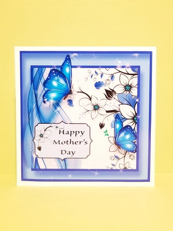 Beautiful Blue Butterfly Mothers Day Card Topper by Patty Stone