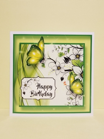Gorgeous Green Butterfly Happy Birthday Card Topper by Patty Stone