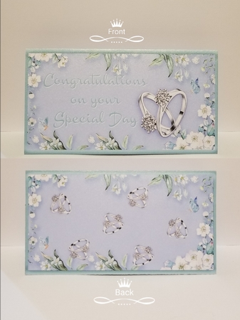 Beautiful Blue Wedding Ring Gift/Money Voucher Wallet/Envelope by Patty Stone