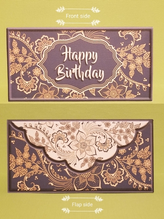 Elegant Print Voucher/Money Wallet/Pocket Envelope - Cream - Happy Birthday by Patty Stone