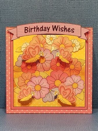 3D Floral Diorama Shadow Box Card Mini Kit  - Pretty Butterflies & Flowers by Patty Stone