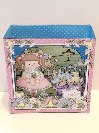 3D Cute Girlz Diorama Shadow Box Card Mini Kit  - Liz has a Pot of Daisies by Patty Stone