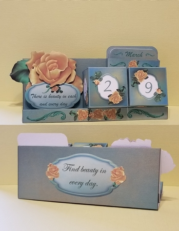 Yellow Rose Elegant Perpetual Box Calendar by Patty Stone